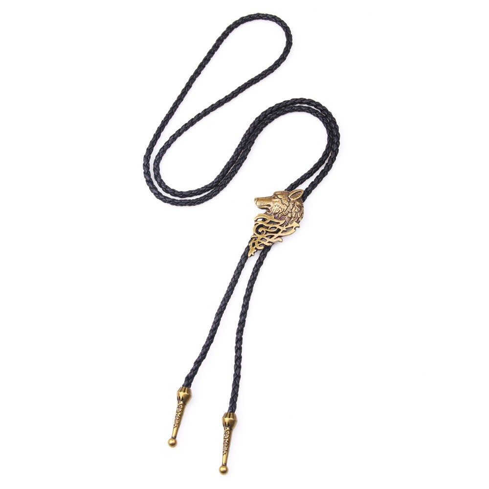 古铜色狼图项链