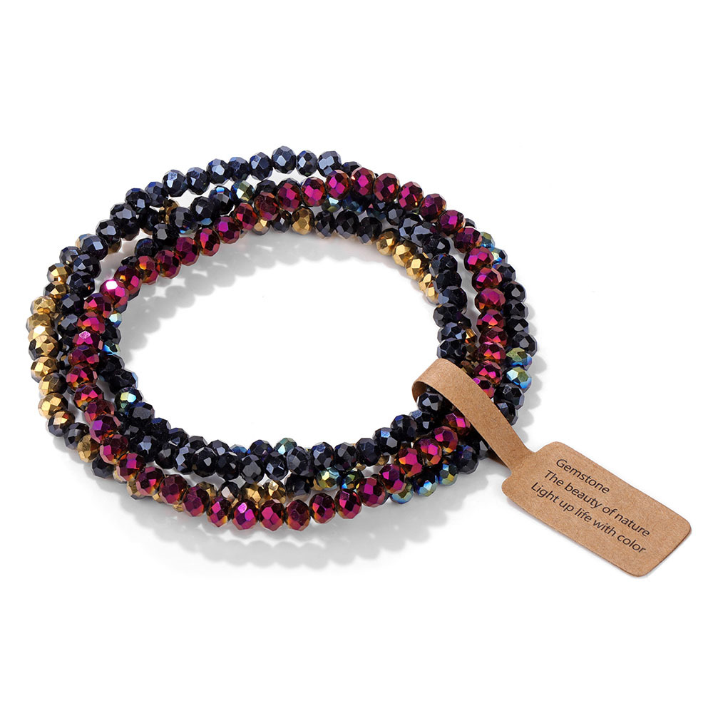 Color-coated glass four-piece bracelet set for best friends, gift label set hand jewelry