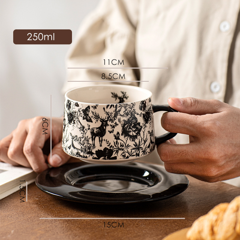 Ceramic coffee cup coffee cup saucer vintage style commercial milk cup couple coffee cup saucer