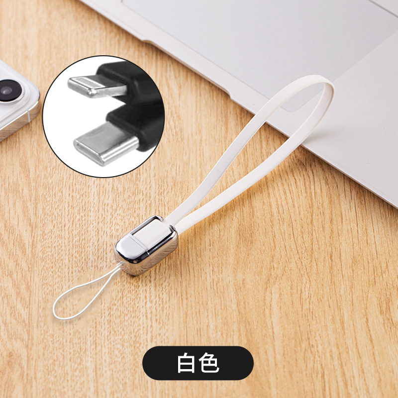 65W dual head short type-c phone lanyard charging cable compatible with Apple iPhone 17 phone fast charge data cable