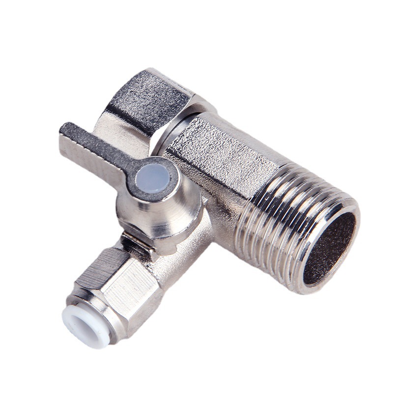 Alloy electroplated water purifier 2-point 3-point inlet three-way ball valve water purifier inlet three-way valve quick connector