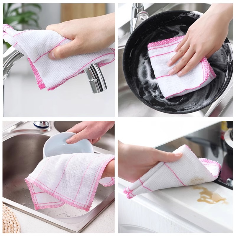 Oil-absorbing dishcloth for kitchen use, household wiping table, water-absorbing, lint-free, easy-to-wash, thickened dish towel