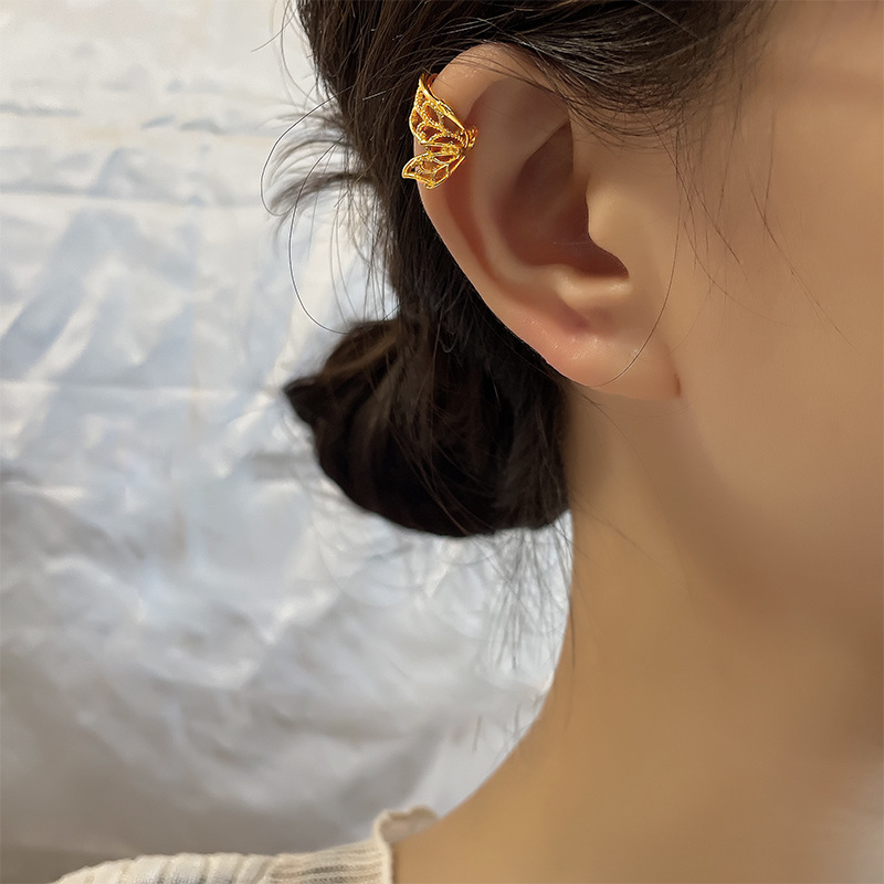 Lively Butterfly Ear Cuff No Piercing Snake Year INS Hollow Butterfly Ear Clip Small Elf Ear Cuff