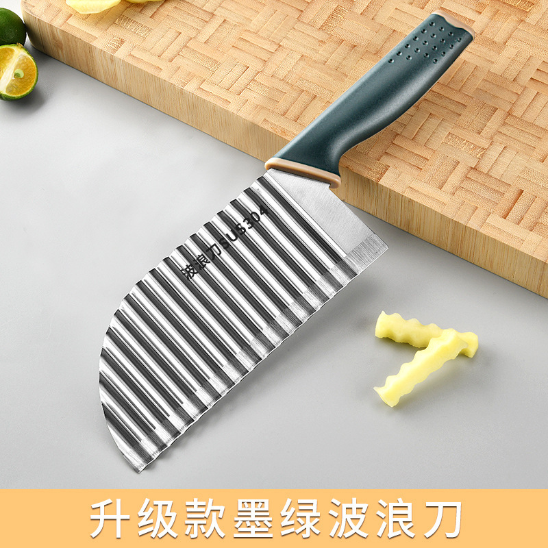 Potato knife, corrugated wave, commercial 304 stainless steel multi-functional knife, wolf tooth vegetable knife, new kitchen sanding