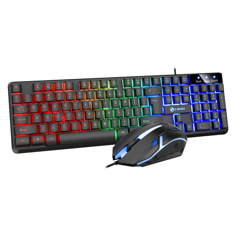 Limei GTX350 Illuminated Keyboard and Mouse Combo Floating Keyboard Mechanical Feel Gaming Mouse and Keyboard Set