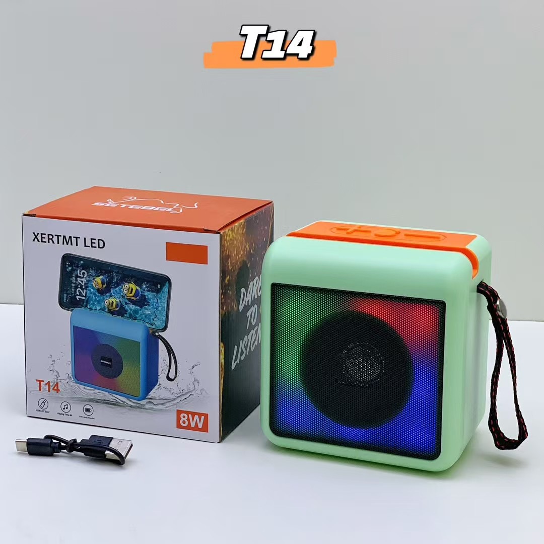 New T14 Handle Bluetooth Speaker Outdoor Wireless Subwoofer Colorful Light Portable Phone Stand Speaker