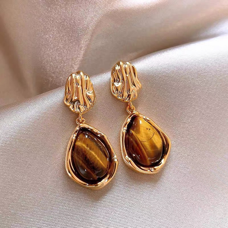 Maillard amber ear studs for women stainless steel needle ear accessories