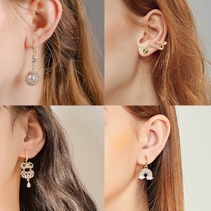 S925 silver needle beautiful pearl bow girl ear studs geometric earrings new ear accessories women