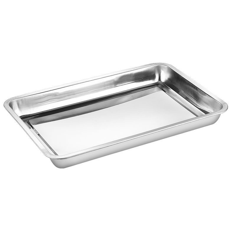 Stainless steel square tray cold dish tray braised dish tray rice steaming tray household tray fish baking tray dumpling tray rectangular dish