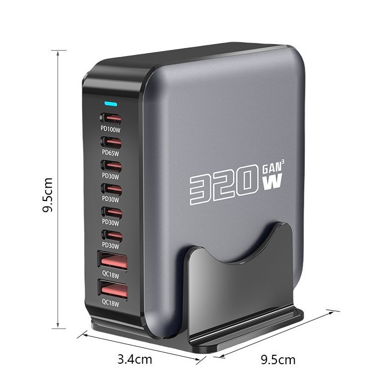 320W GaN charger fast charging for Apple Huawei phone charging hub 200W multi-port charging station