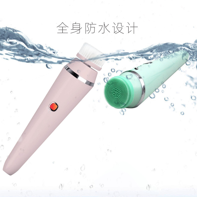 New silicone facial cleansing device waterproof rechargeable face brush pore cleaner 4-in-1 electric facial cleanser