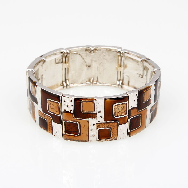 B2 Accessories Mixed Batch Square Oil Drop Bracelet Geometric Enamel Color Elastic Bracelet