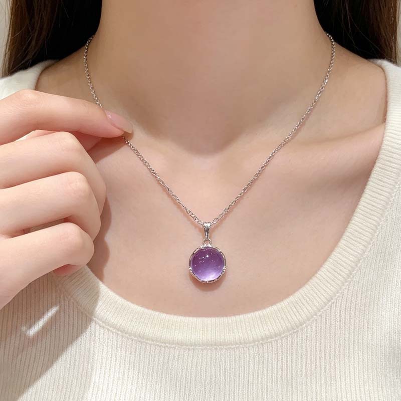 Niche New Amethyst Necklace Pendant Silver Plated Women's Accessory Niche Best Friend Birthday Gift