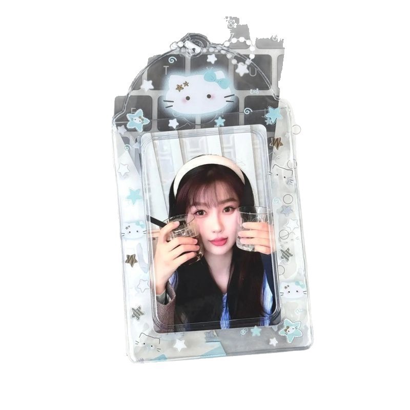 PVC campus card meal card idol small card storage sleeve display pendant original mint green kitten card sleeve