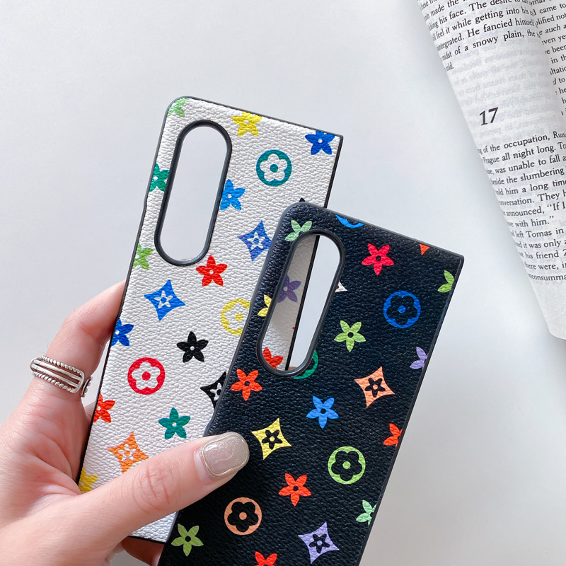 Applicable Samsung Z Fold 3 phone case Z Flip 3 protective case fabric pattern W21 leather case full wrap folding screen Flod case