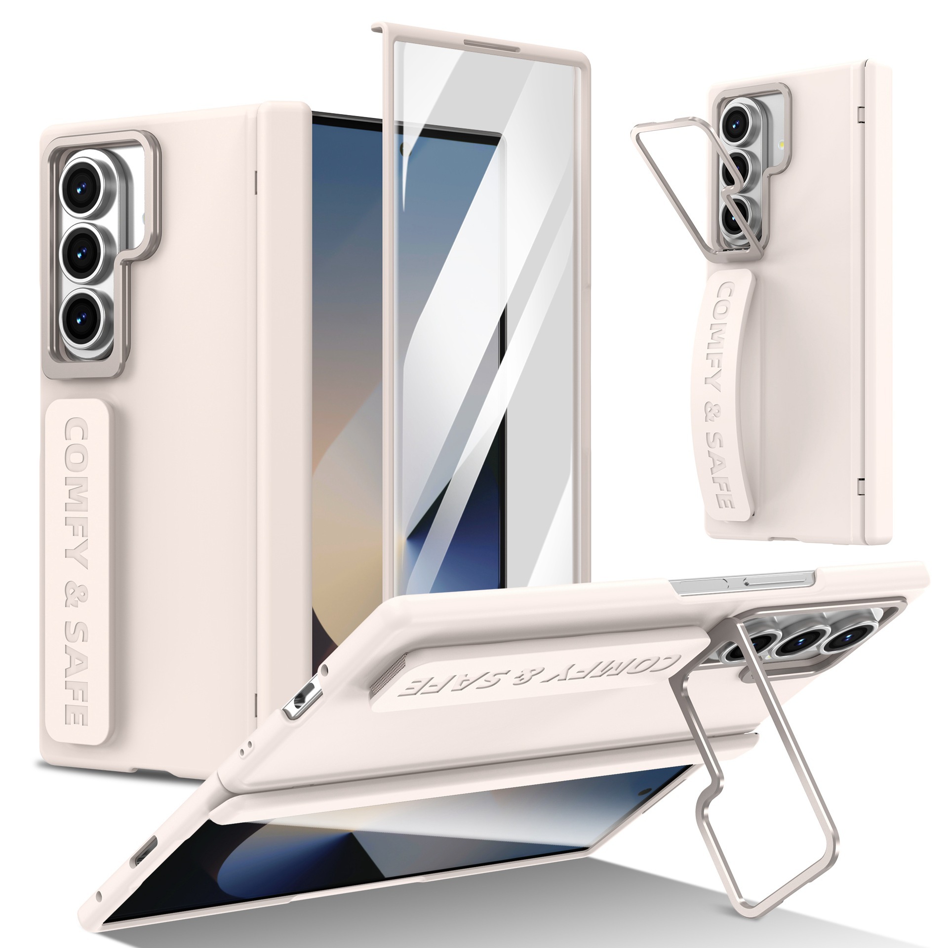 For Samsung Z Fold8 Ultra Phone Case Hinge Full Coverage Lens Bracket Strap Skin Feel Film Anti-Fall