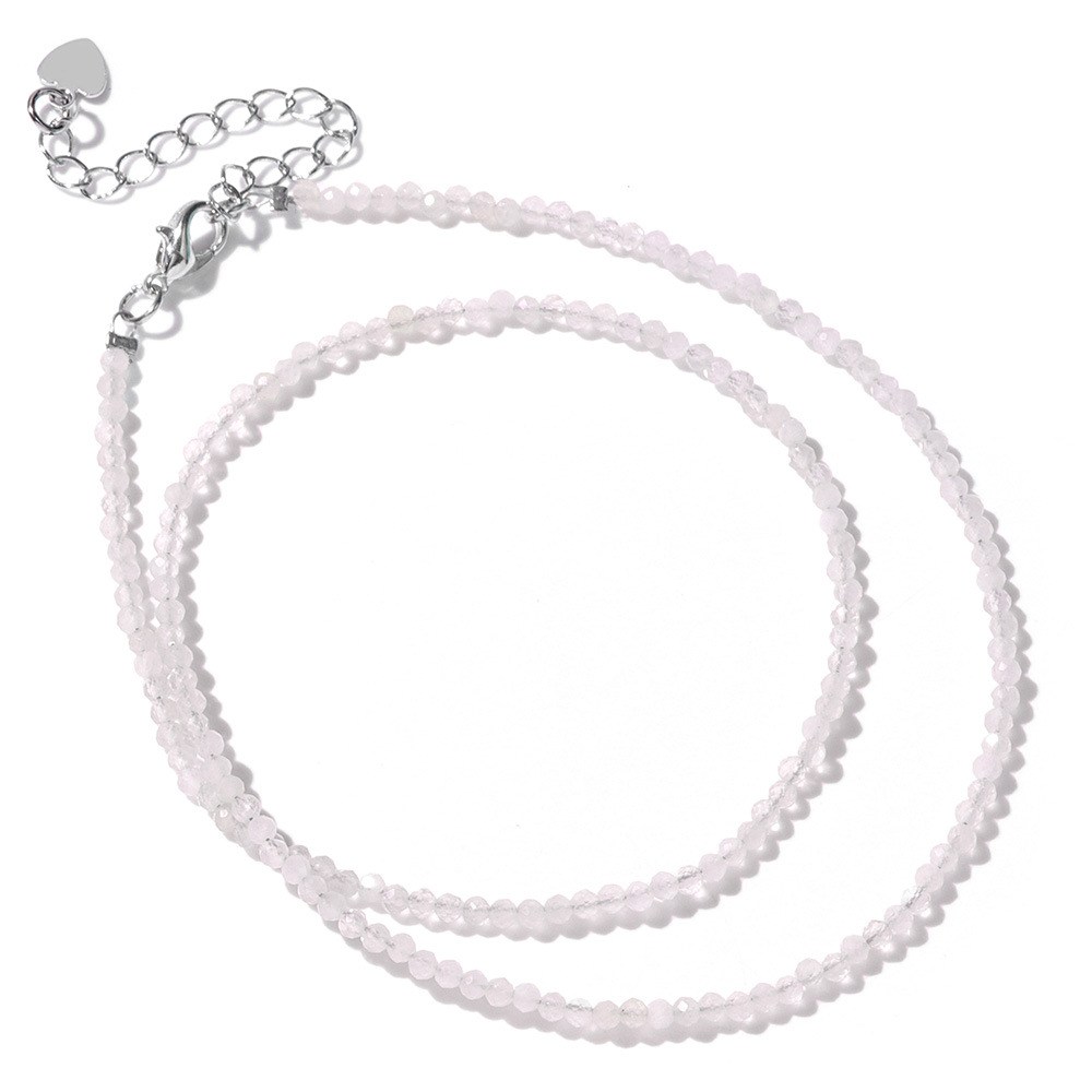 2mm stone bead thin necklace unisex simple single layer multi-color best friend gift collarbone chain