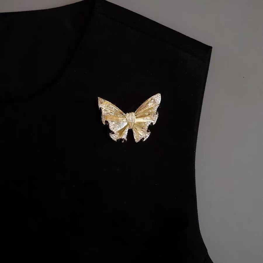 Fairy Girl's Token~Heavy Craft Bow Scepter Brooch Princess Style Vintage Dress Pin for Women