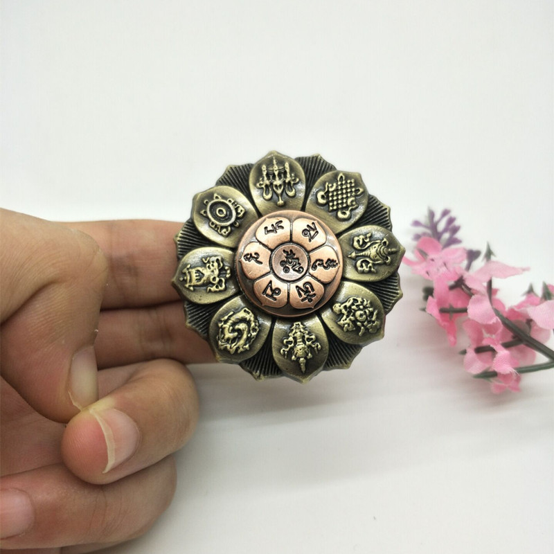Buddha Lotus Finger Spinner EDC Metal Material Finger Rotating Gyro Meaning Buddha Eye Lotus Wheel Gift Gift
