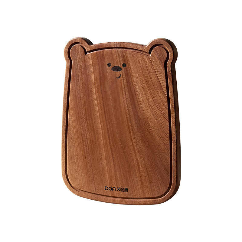 Little Bear Rosewood Whole Wood Cutting Board Kitchen Household Tea Set Water Cup Fruit Cute Baby Food Chopping Board