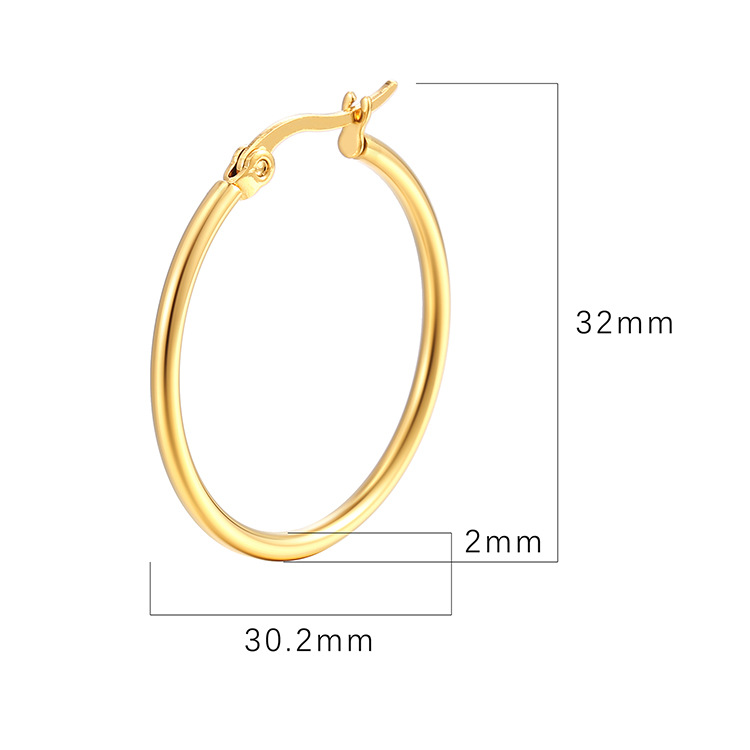 Gold stainless steel small earrings, titanium steel round wire ear clips, simple exaggerated earrings geometric