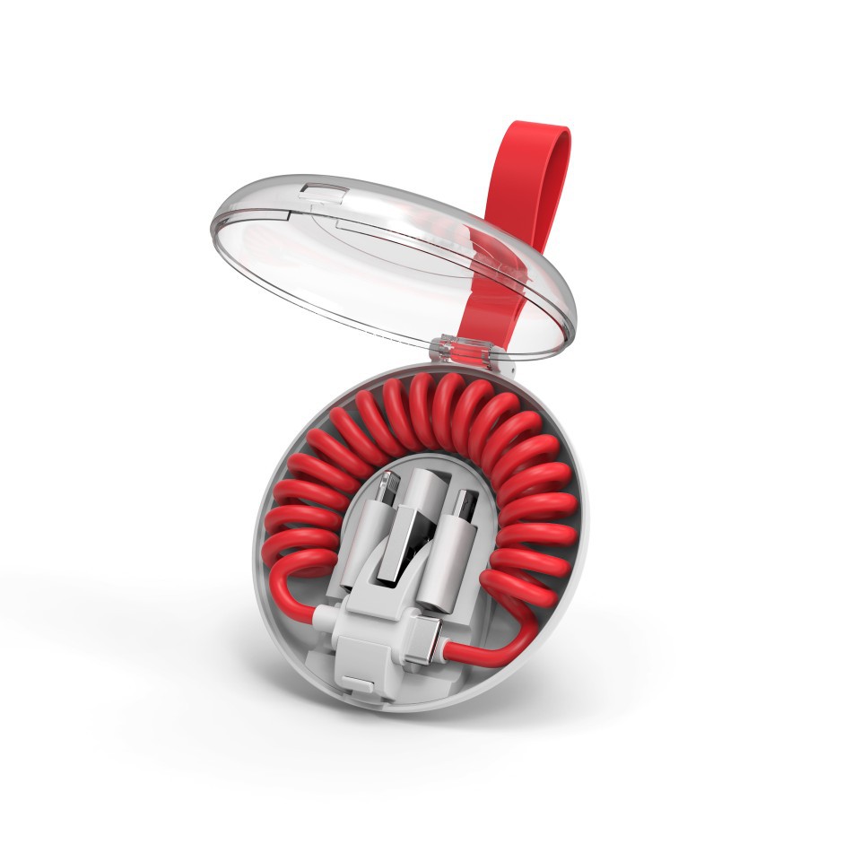 Fast charging spring retractable storage three-in-one PD data cable for Apple Android Huawei Huawei fast charging