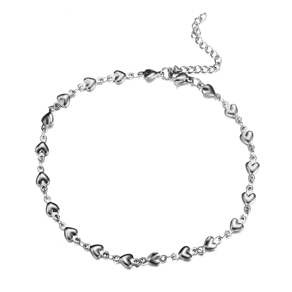 Japanese and Korean summer beach vacation accessory stainless steel heart chain, handmade exquisite sexy anklet
