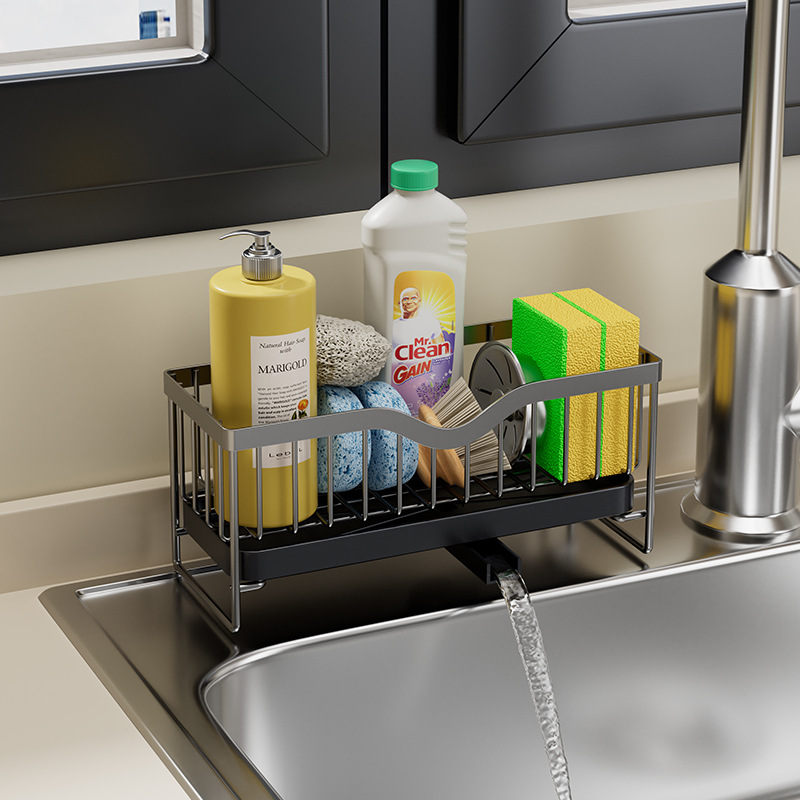 Sink sponge rack hand soap storage basket drain rack kitchen supplies multi-functional counter storage rack