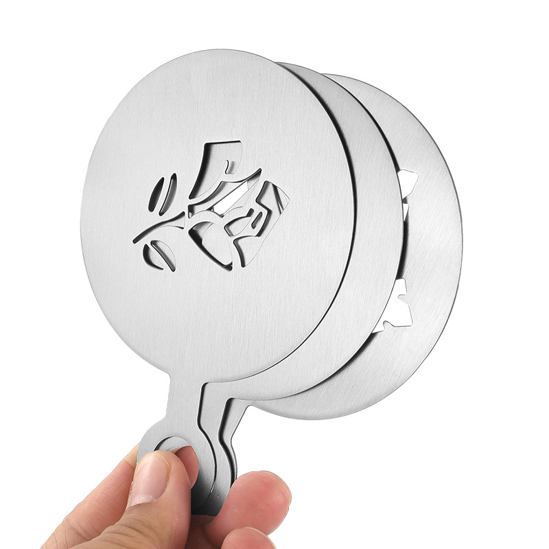 Coffee latte art stencil mold, stainless steel fancy coffee piping mold, milk foam stencil, spray powder stencil