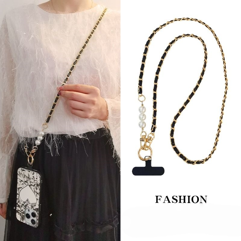 Phone Lanyard Women Pearl Long Crossbody Pikachu Chain Small Fragrance Style Neck Strap Universal Chain