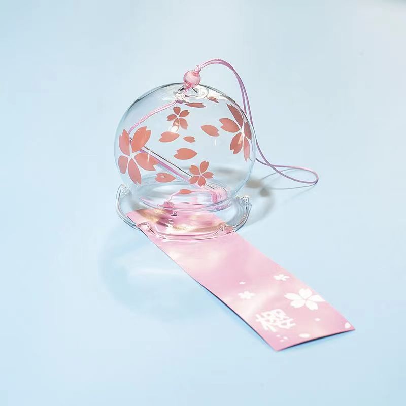 Wishing Wind Chime Decoration Wind Chime Cherry Blossom Glass Transparent Hanging Scenic Spot Scene Layout Wind Chime Student DIY
