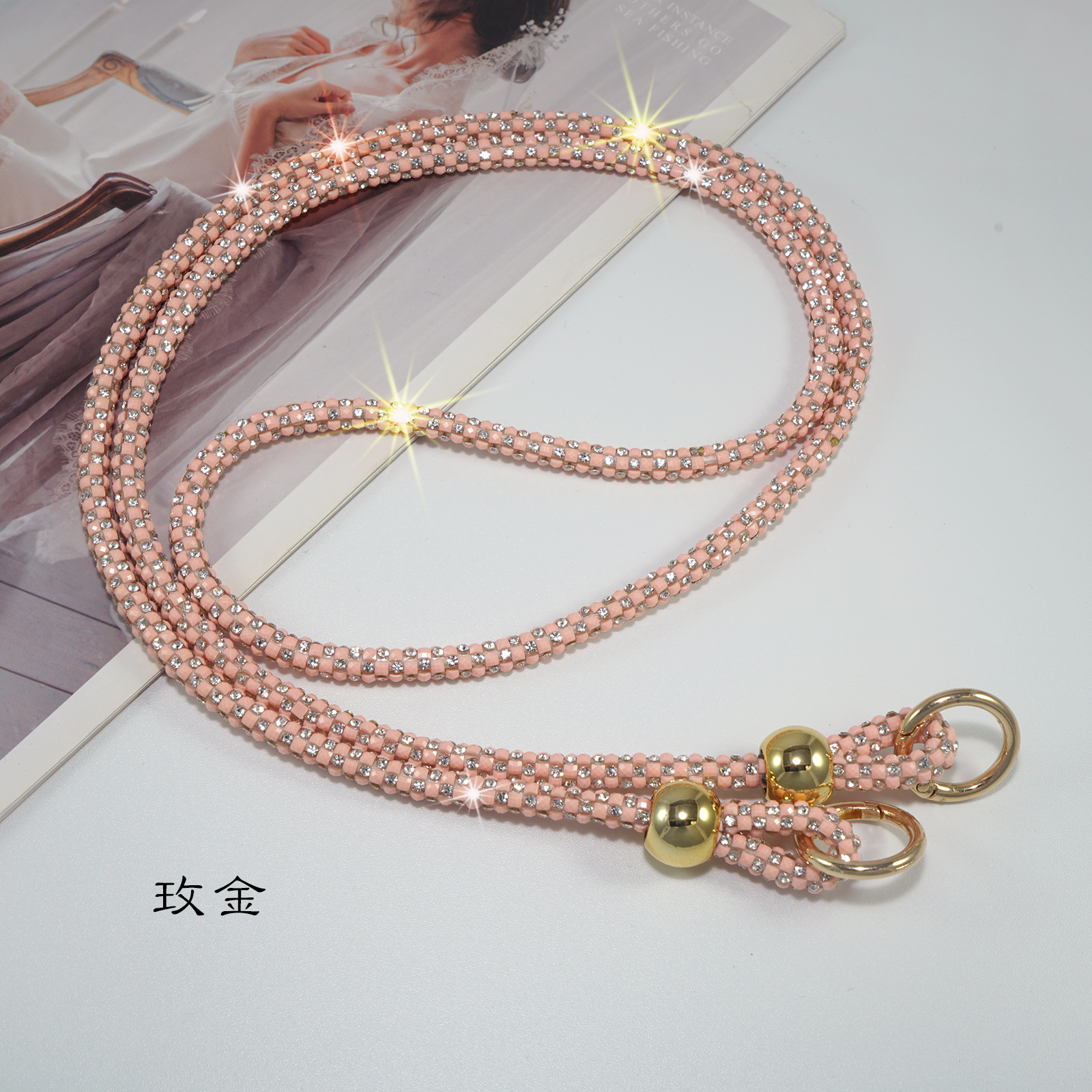 Beaded Full Diamond Phone Lanyard Long Colorful Crossbody Chain Bag Rhinestone Shoulder Strap Luxury for Women
