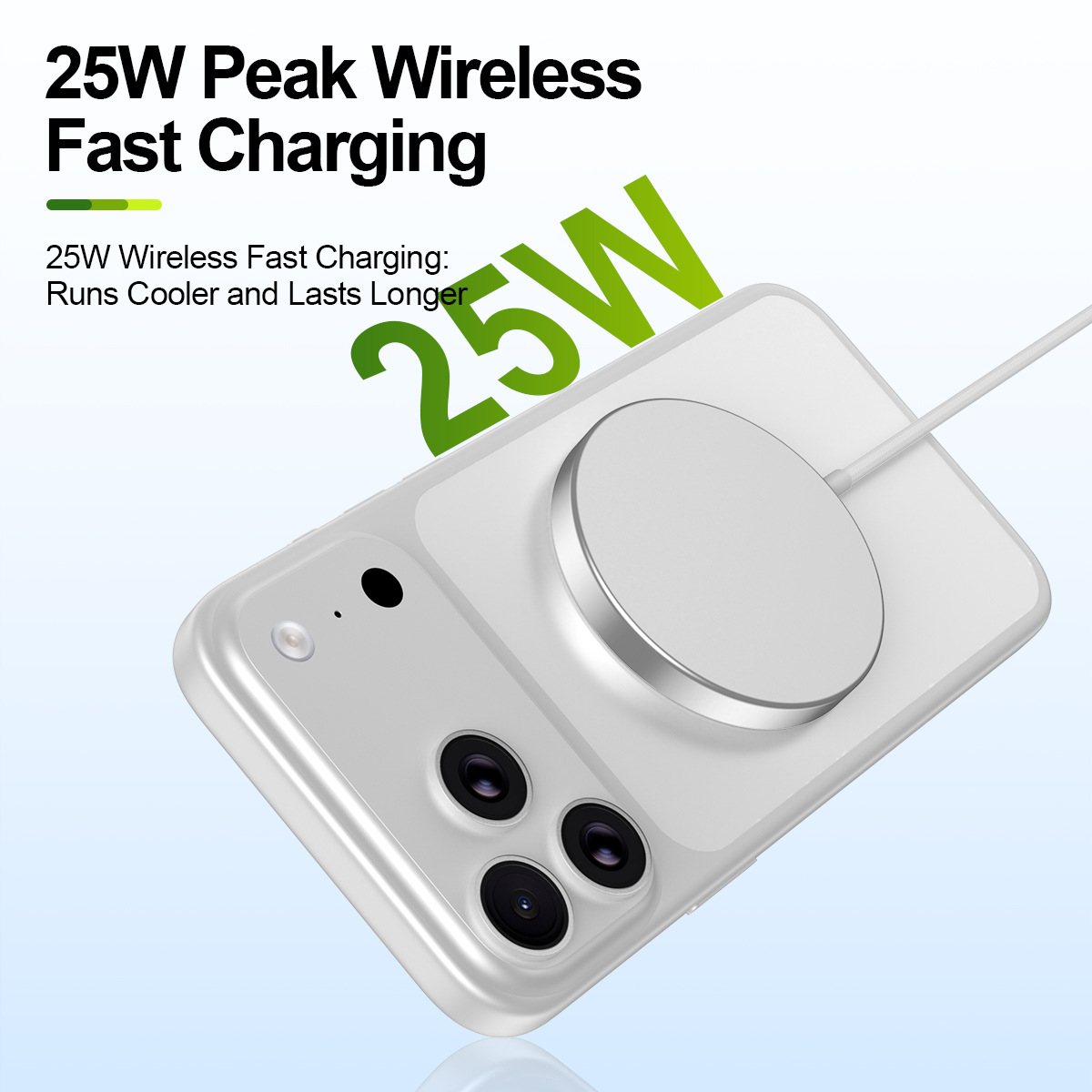 QI2.2 25W magnetic wireless charger Type-C interface for Apple Huawei Xiaomi Samsung phones round