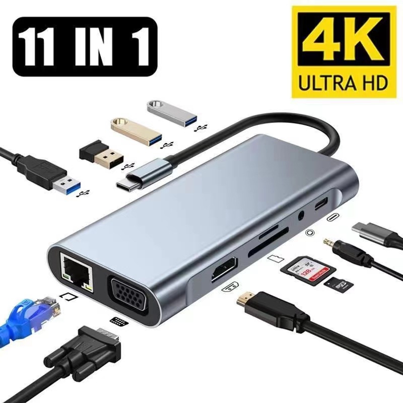 11-in-1 Docking Station Type-C to HDMI Notebook Multi-function Splitter Hub