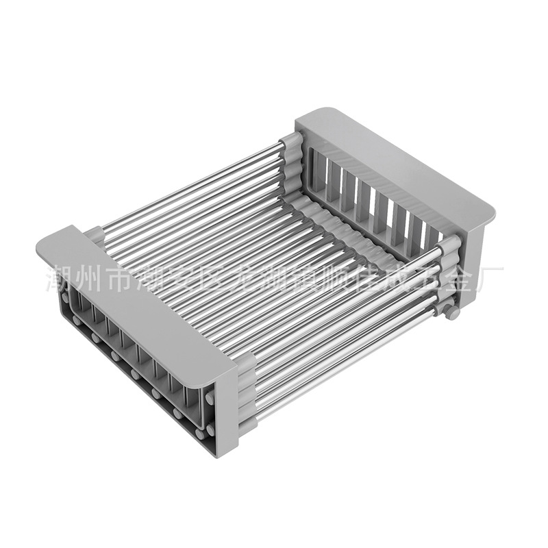 Kitchen Shelf Sink Retractable Drain Basket Washing Fruit Basket Fruit Plate Drain Rack Drying Bowl Rack Home