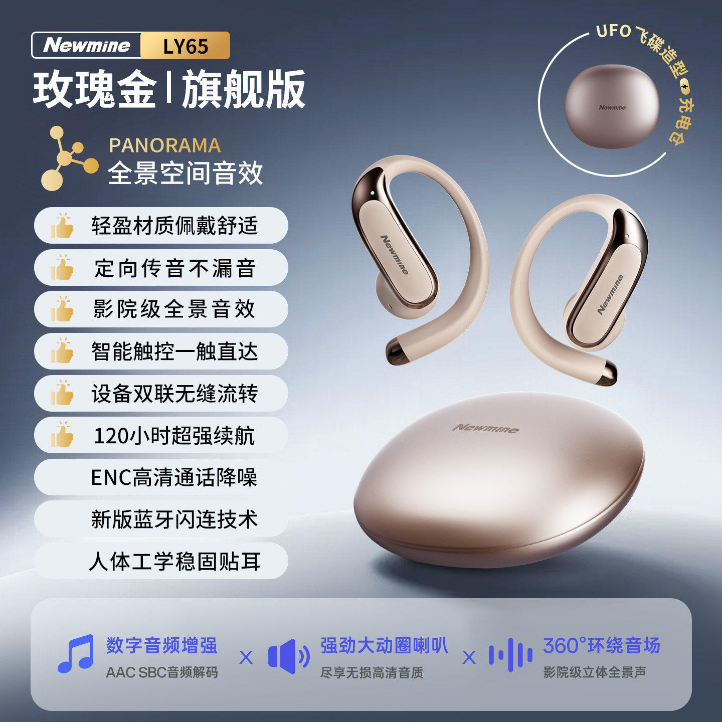 Newman LY65 Bluetooth Earphones Wireless Ear-hook 2026 New Sports Running Noise Reduction Ultra-long Battery Life Open Ear