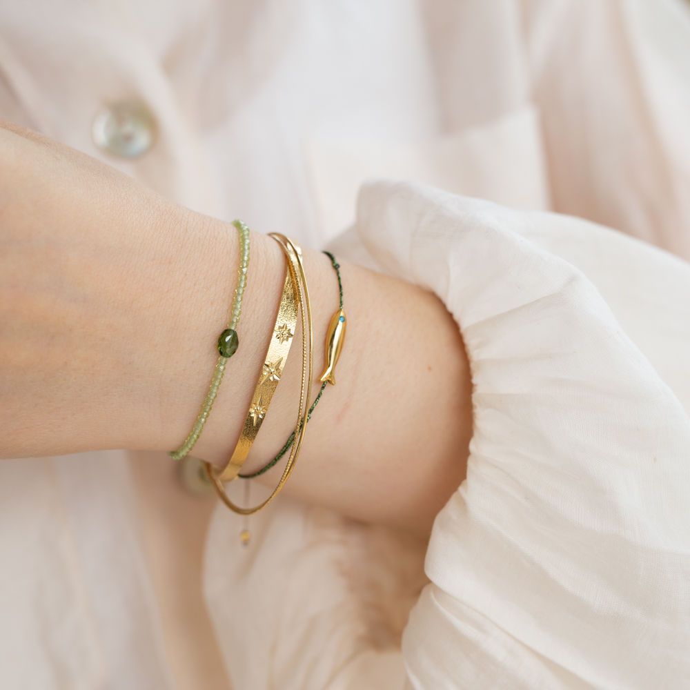 French blue silk thread woven golden koi small fish simple ultra-fine bracelet hand rope stack