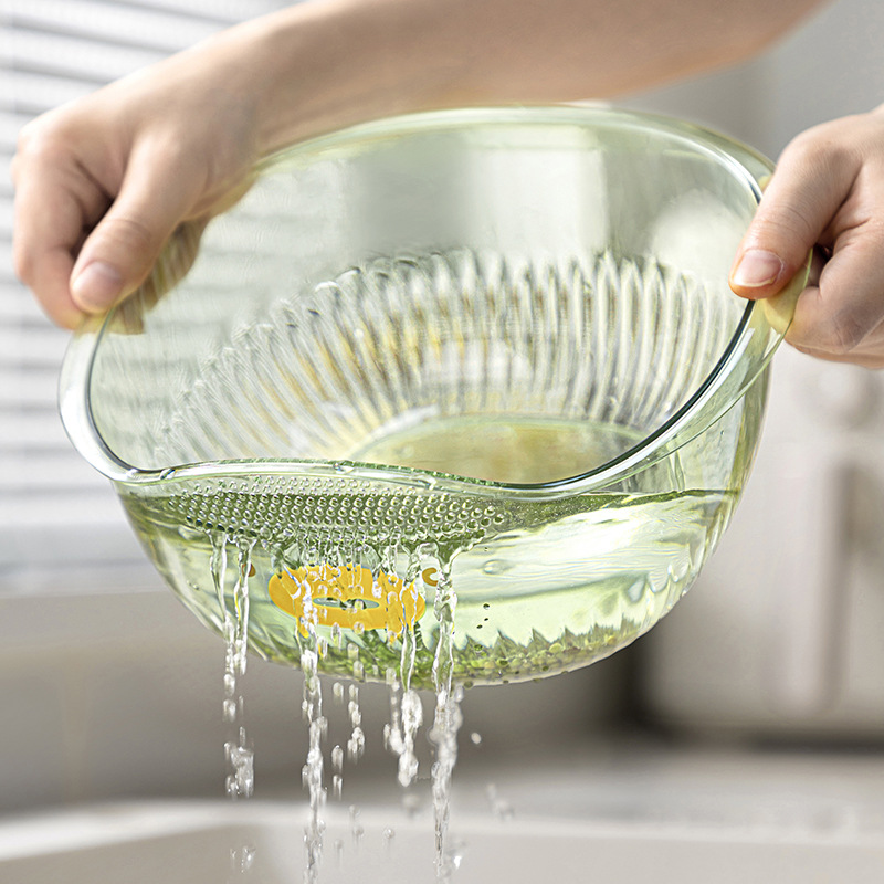 Double-Layer Vegetable Washing Basket Kitchen Draining Fruit Vegetable Basket Household Washing Vegetable Basket Multifunctional Fruit Washing Filter Basin Vegetable Washing Basket