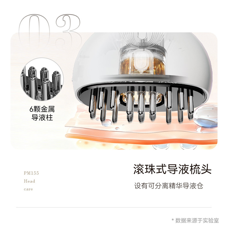 Multifunctional Mini Portable Massage Comb with EMS Microcurrent, Vibration, Red and Blue Light, and Serum Delivery for Scalp Treatment