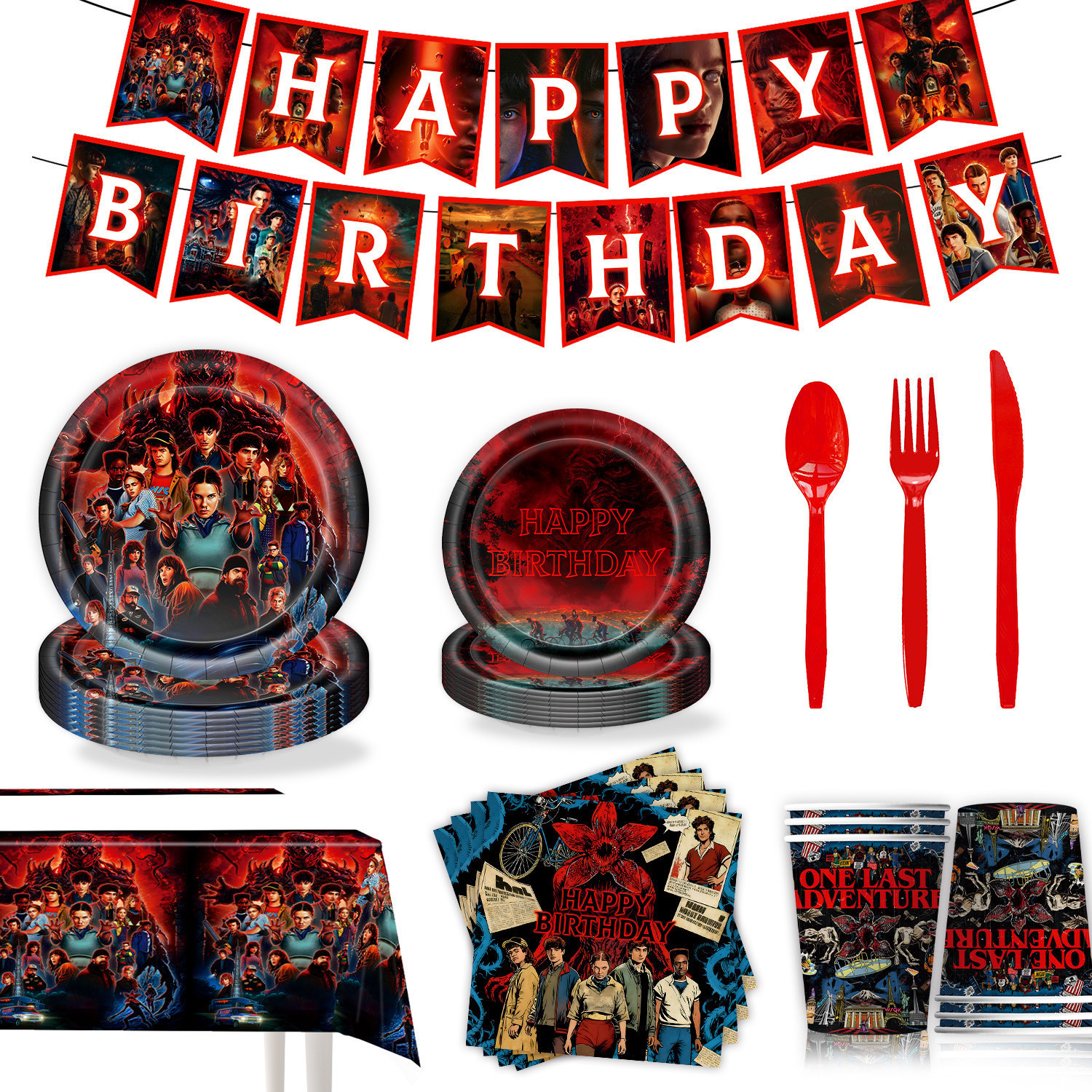 Stranger Things Theme Party Tableware Paper Plate Napkin Cake Decoration First Birthday Arrangement Supplies