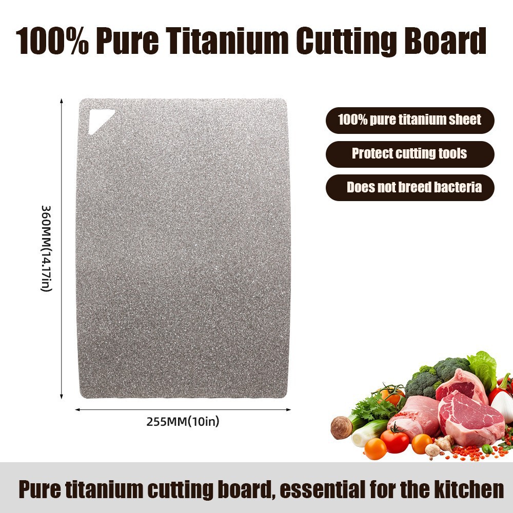 Antibacterial anti-mold ice crystal pure titanium cutting board kitchen meat cutting ice flower crystallization double-sided anti-slip full titanium cutting board