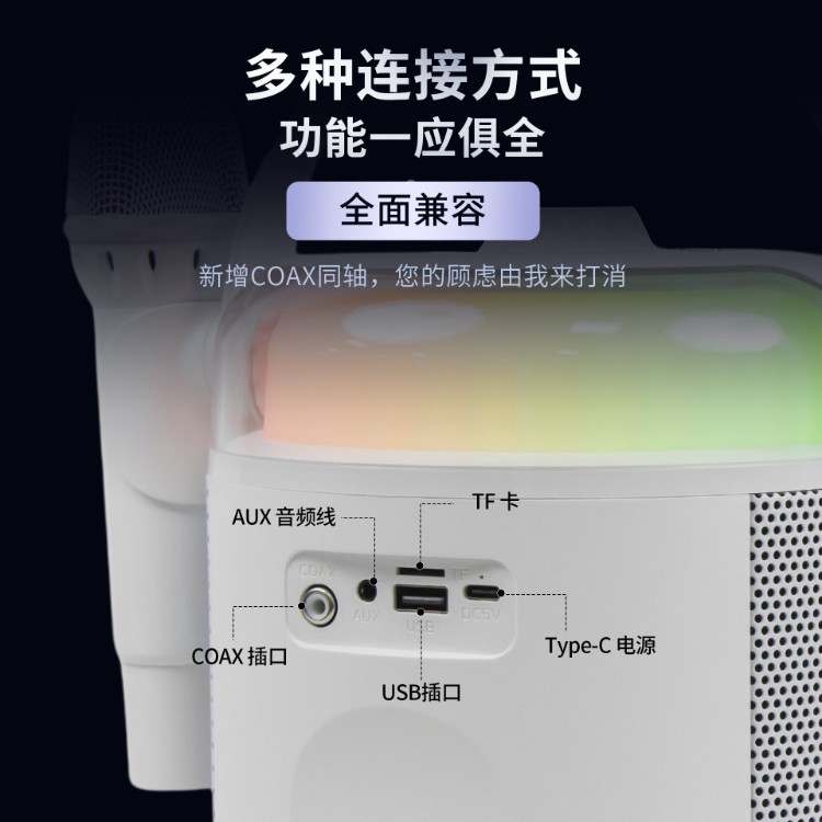 Karaoke Wireless Bluetooth Speaker K Song Microphone All-in-One Home KTV Dual Microphone Chorus Home Microphone Speaker