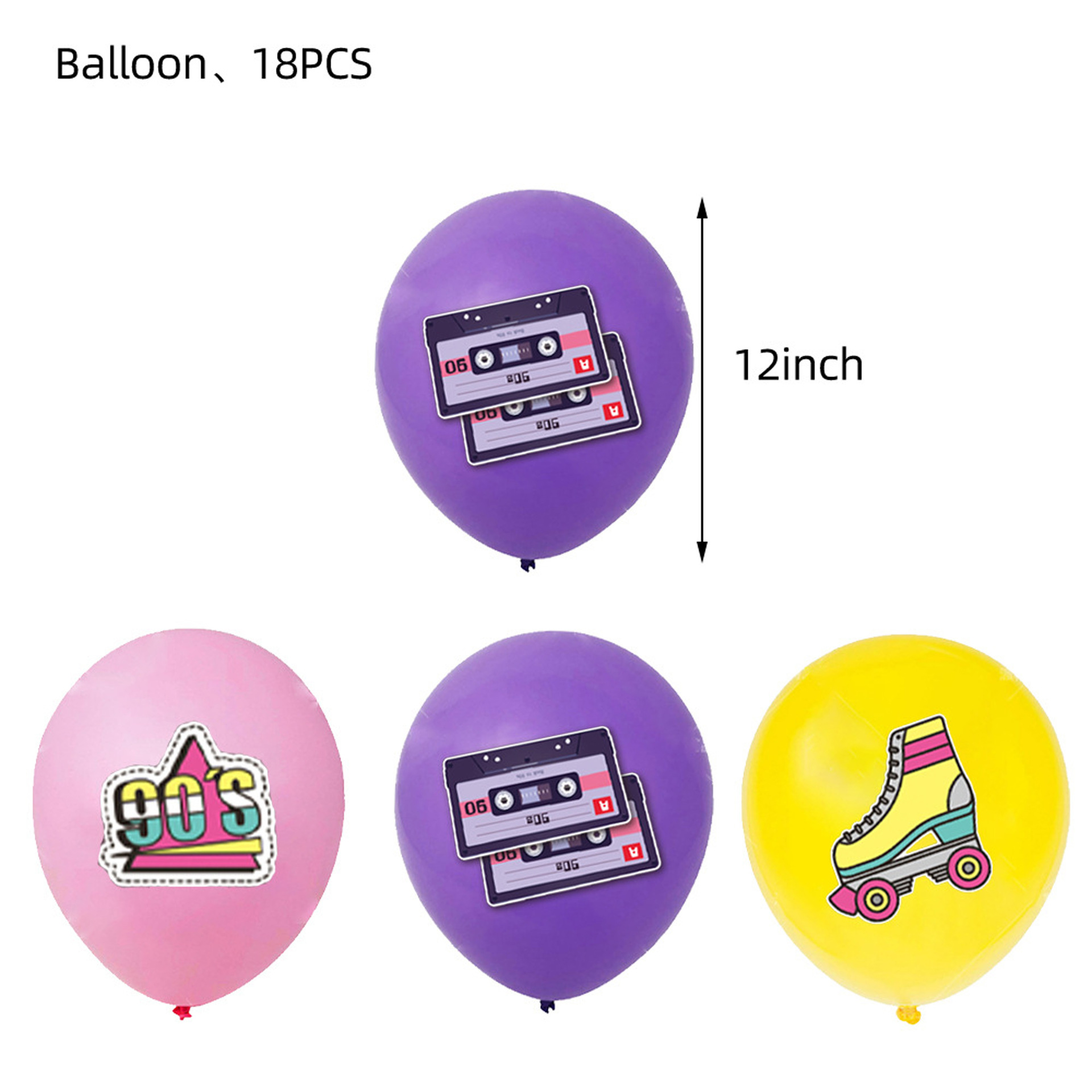 New 90s Party Disposable Tableware Paper Plate Paper Cup Napkin Tablecloth Bunting Flag Cake Decoration