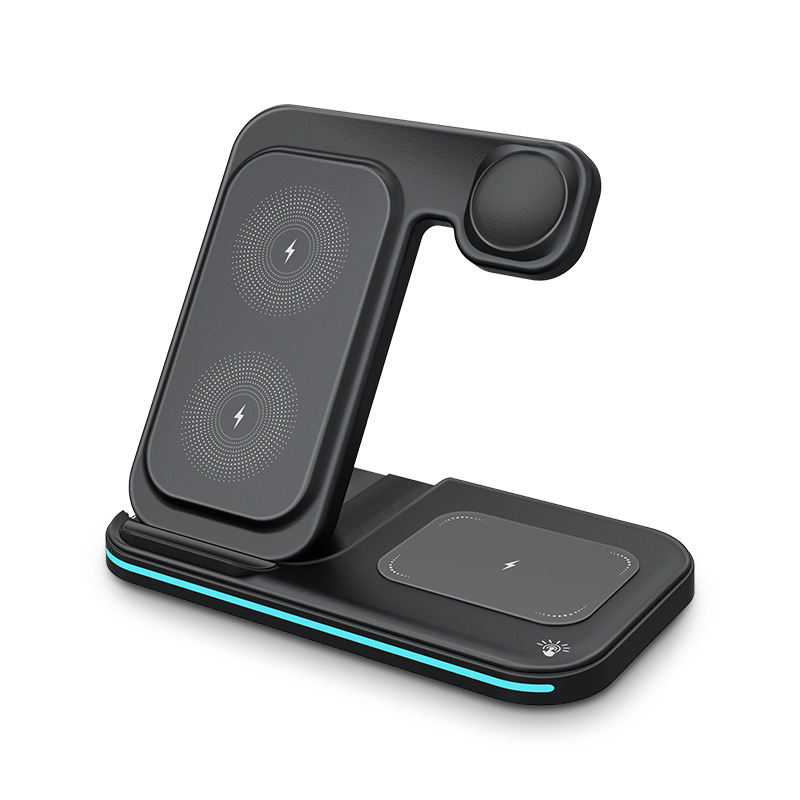 Foldable 3-in-1 Wireless Charger for Apple Samsung Huawei Phones Custom Mold