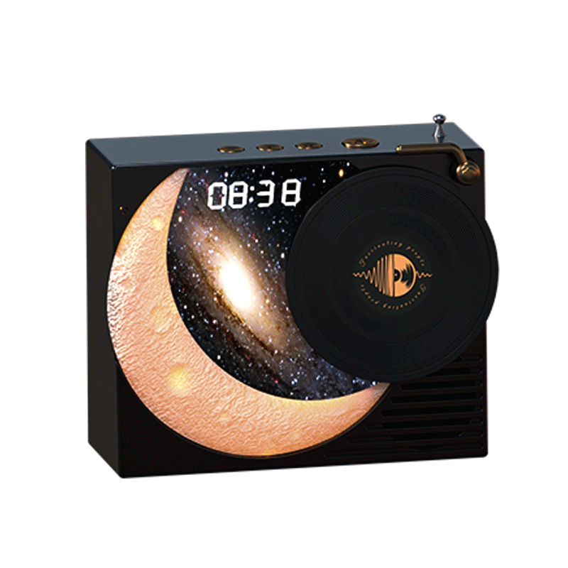 Lan Yue Starry Sky Clock Vinyl Bluetooth Speaker Record Player Gift Radio Audio