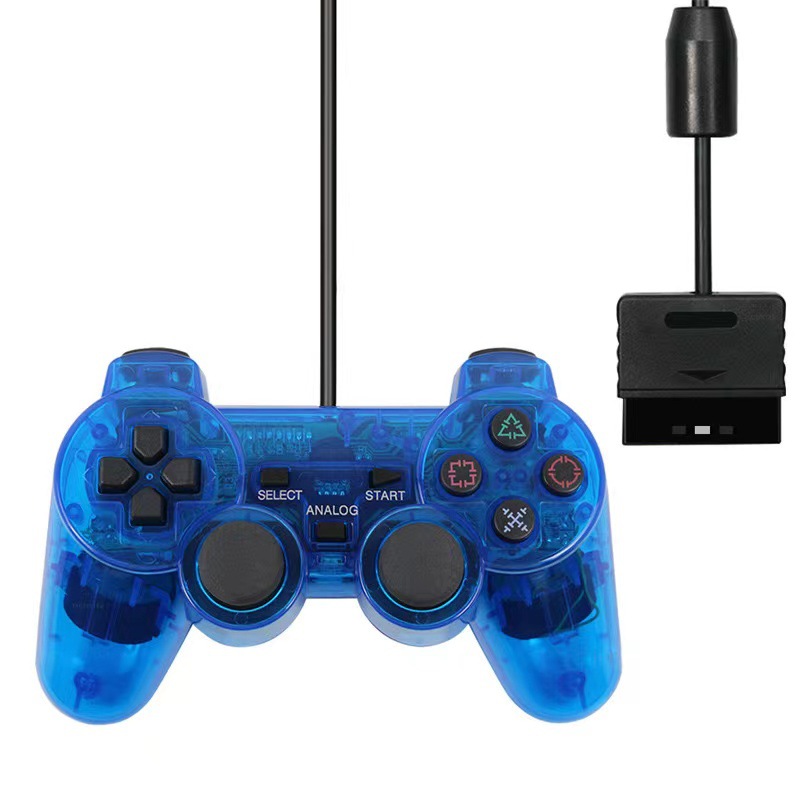 PS2 game controller snowflake buttons dual motor dual vibration transparent colorful P2 controller