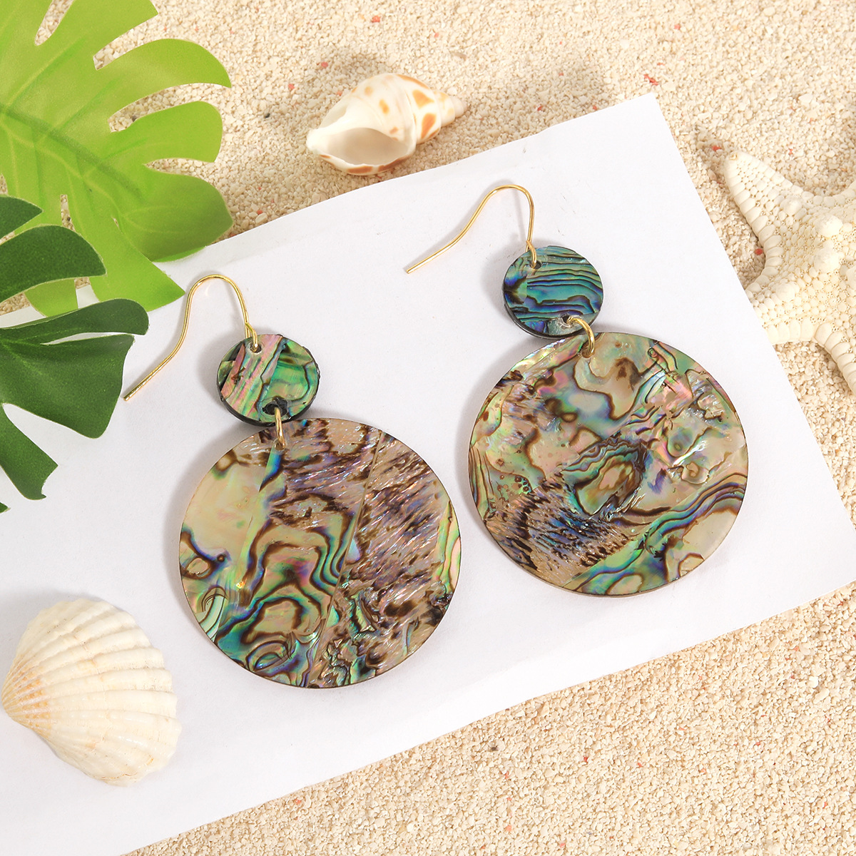 Colorful Abalone Shell Drop Earrings Natural Shell Earrings Island Style Earrings