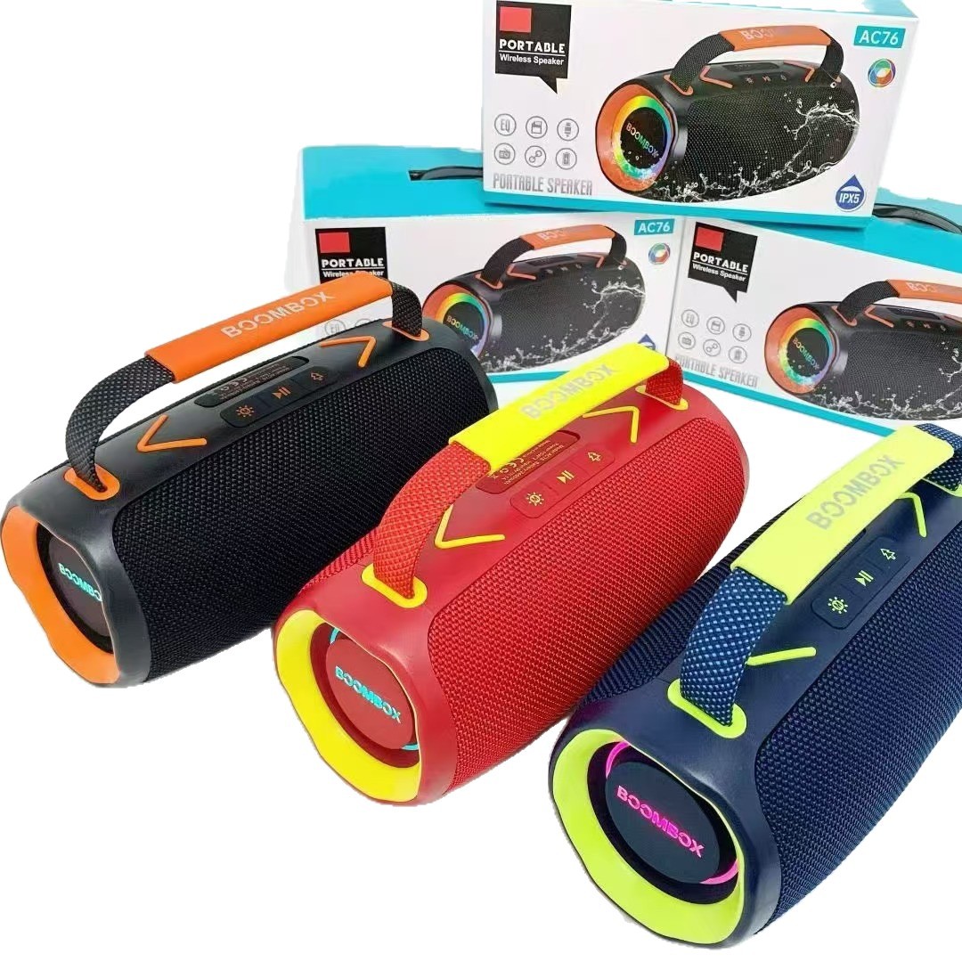 New product AC76 dual speaker portable Bluetooth speaker outdoor 30W high-power subwoofer portable RGB light audio