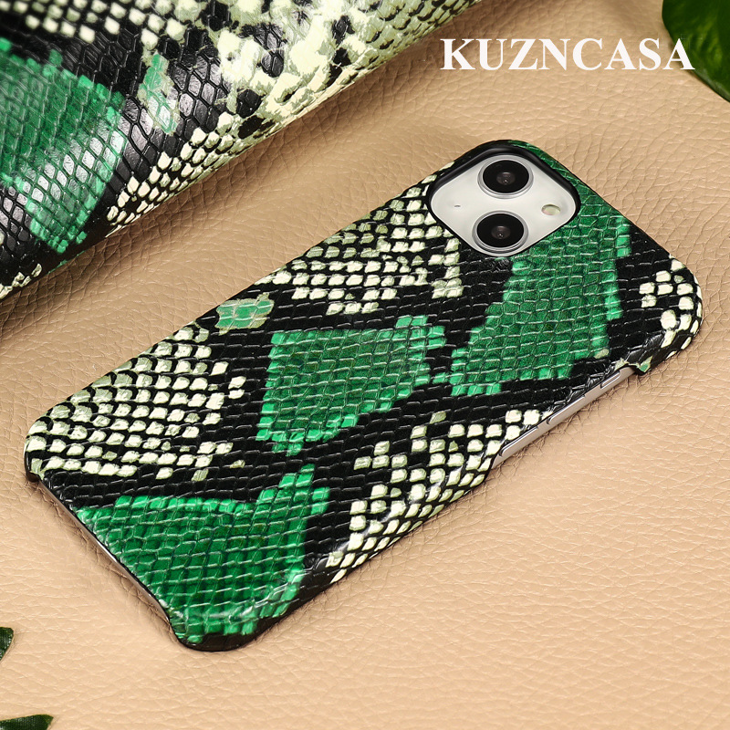 Applicable to Apple 13 phone case iPhone 13 Pro Max phone case genuine leather python pattern protective case male female