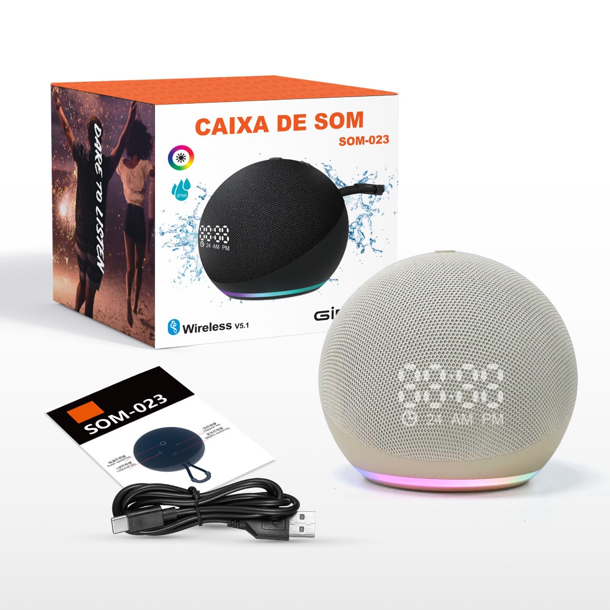 ALAXE Clock Bluetooth Speaker Fabric Small Audio Subwoofer Desktop Mini Portable Speaker